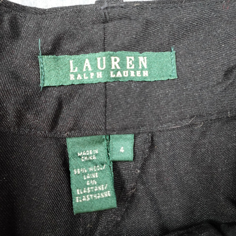 Ralph Lauren Pants Women 4 Black Wool Blend Wide Leg Professional Old Money - Picture 7 of 11